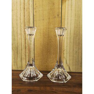 Vintage Pair of Clear Mikasa Lead Crystal Candlesticks